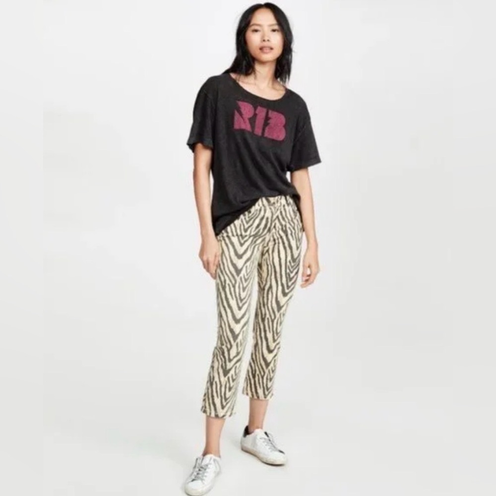 Current/Elliott Zebra Print Cropped Jeans Sz 30 Animal Print Straight leg Denim